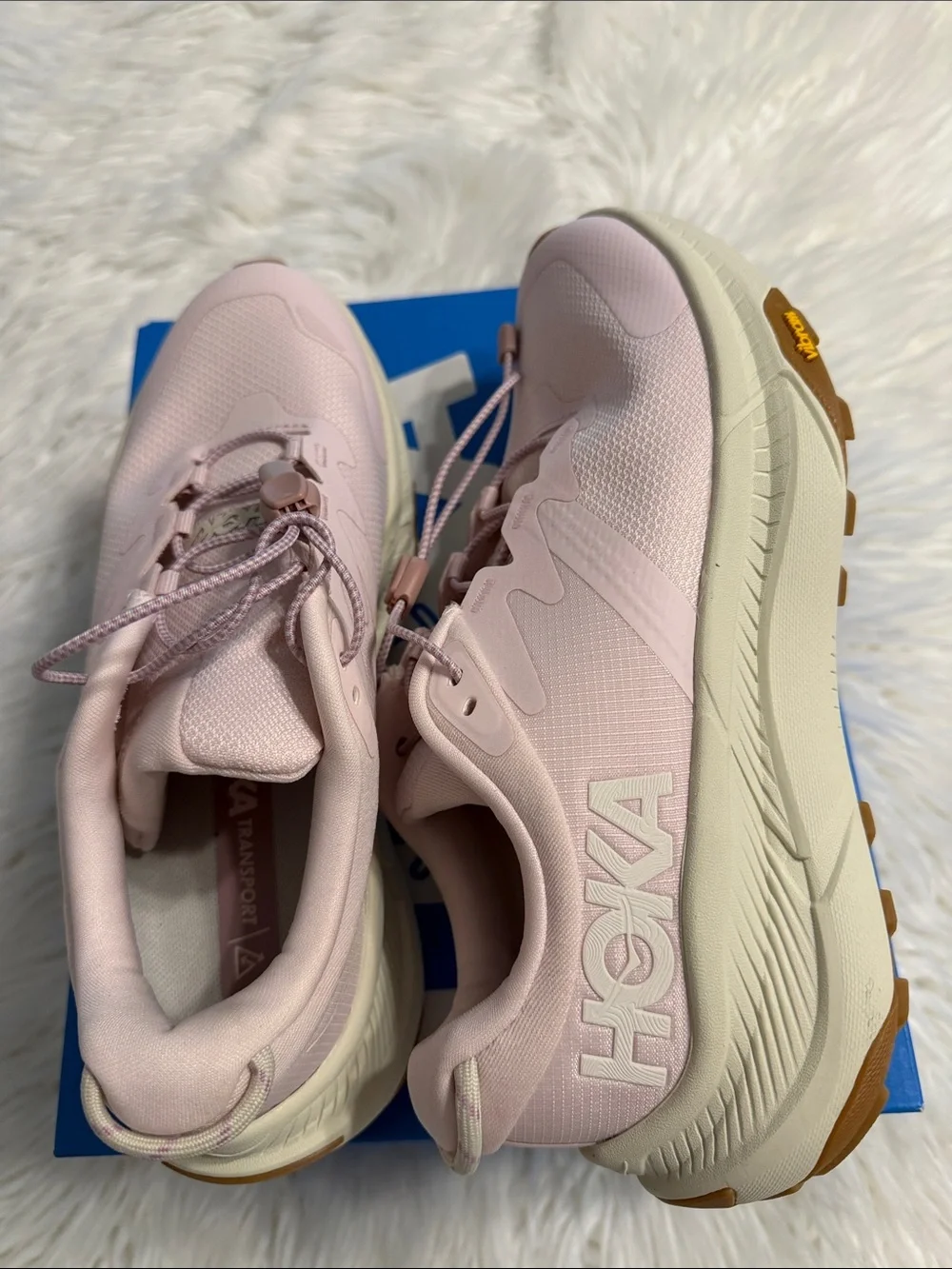 Hoka  Transport  Pale Pink /Lilac Trail Sneakers with Cream Midsole size 7